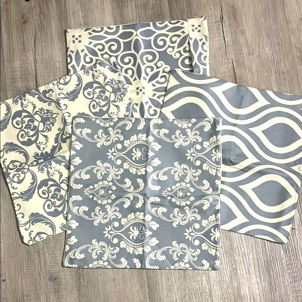 Set of Decorative Gray and Cream Pillow Covers